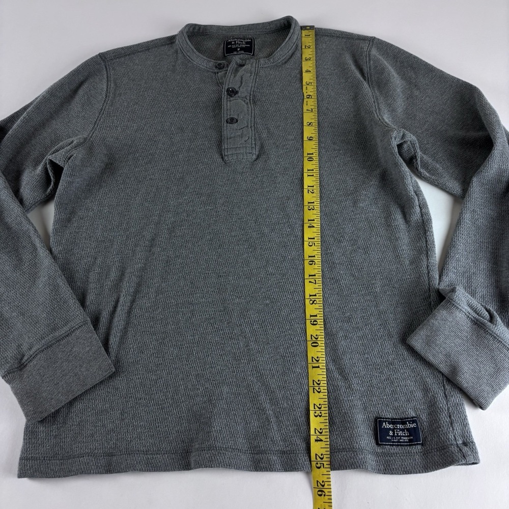 Abercrombie & Fitch Long Sleeve  Knit Henley Men's Sz‎ Medium Gray Cotton - Picture 8 of 10